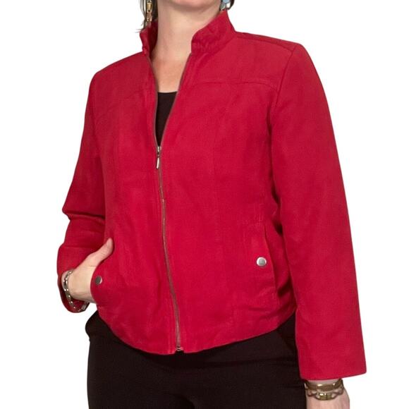 Red Suede Jacket - Vintage Studio Works - Excellent Condition (Women's 8 Petite) - Picture 6 of 8